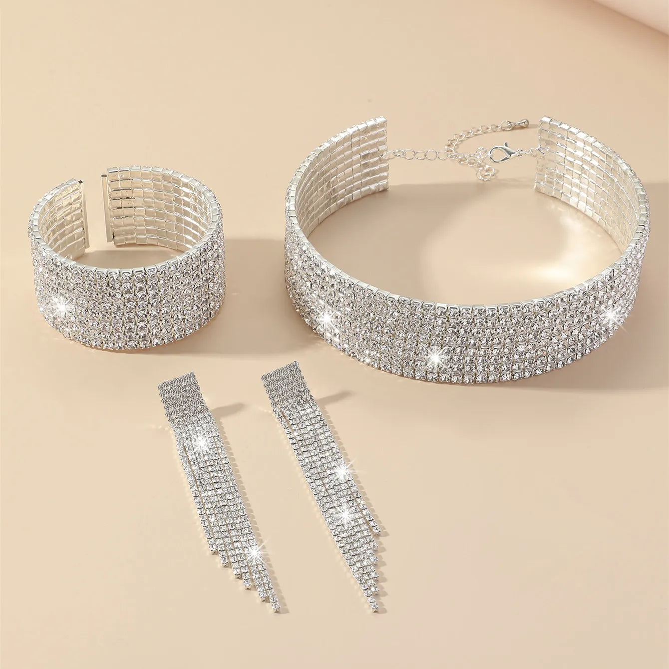 3 Pcs Women Rhinestone Jewelry Set