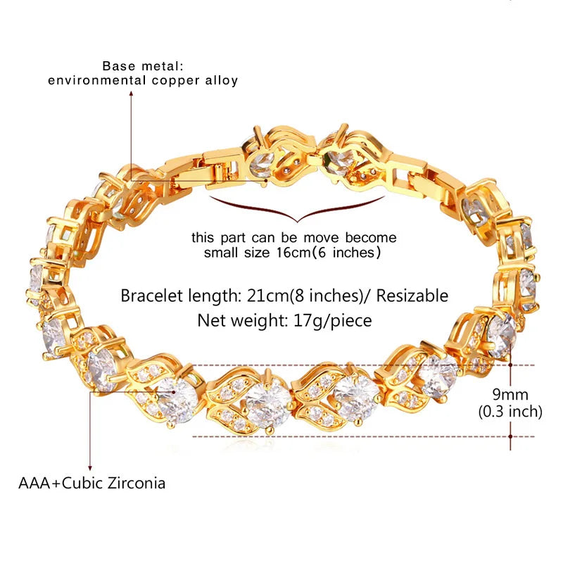 Gold Color Synthetic Green Cubic Zirconia Bracelet