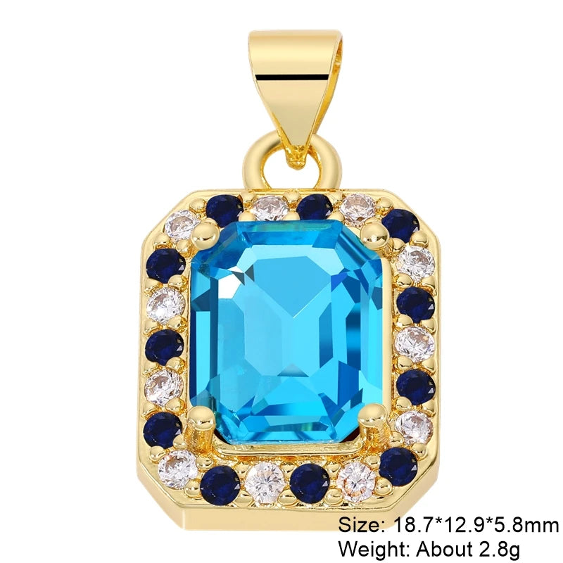 Handmade Luxury 18K Gold Plated Cubic Zirconia Cube Charms for Bridal Jewelry Making