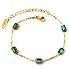 Stylish Green Cubic Zirconia Charm Bracelet