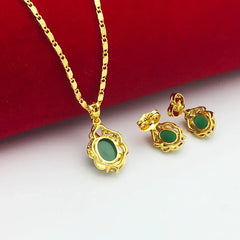 24k Gold Plated Emerald Pendant Necklace