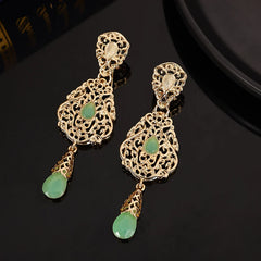 Elegant Vintage-Style Drop Earrings with Rhinestone Mosaic