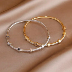 Classic Elegance: Stainless Steel Open Bangles & Bracelets for Women