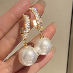 New Classic Crystal and Pearl Long Tassel Earrings