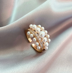 Exquisite Pearl Zircon Gold Rings