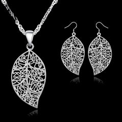 Leaf Motif Sterling Silver Jewelry Set